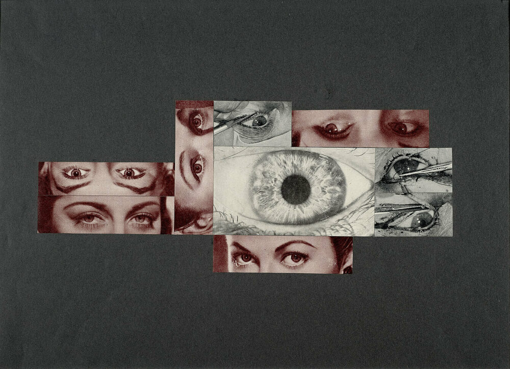 ohne titel 1962, Fotocollage auf schwarzem Karton, 35 x 50 cm, Credits: UMJ/N. Lackner