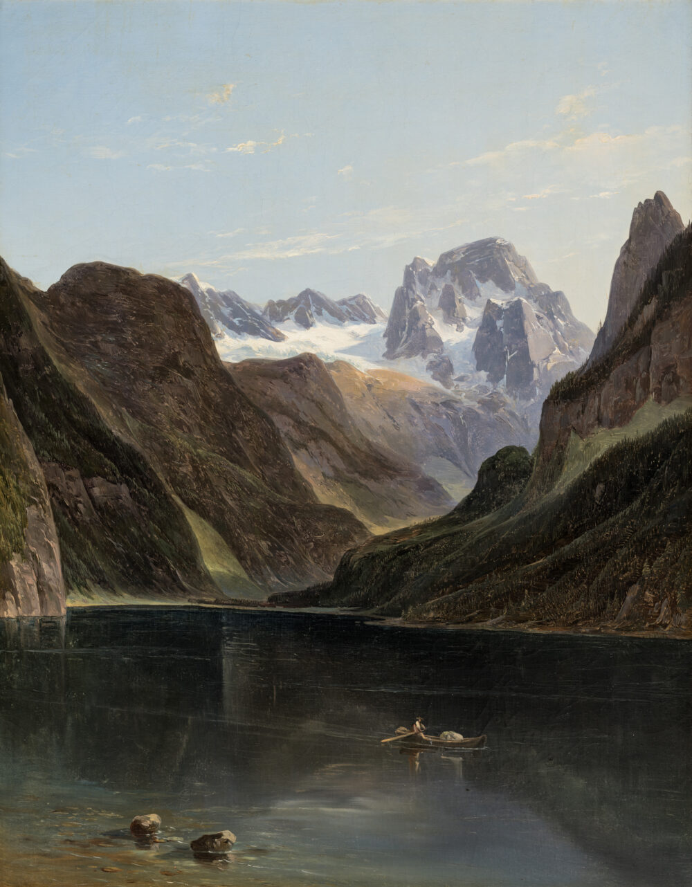 Franz Steinfeld, Dachstein mit Gosausee, ca. 1855 Öl auf Leinwand, 53,5 x 45,5 cm, Neue Galerie Graz/Universalmuseum Joanneum, Foto: UMJ/N. Lackner