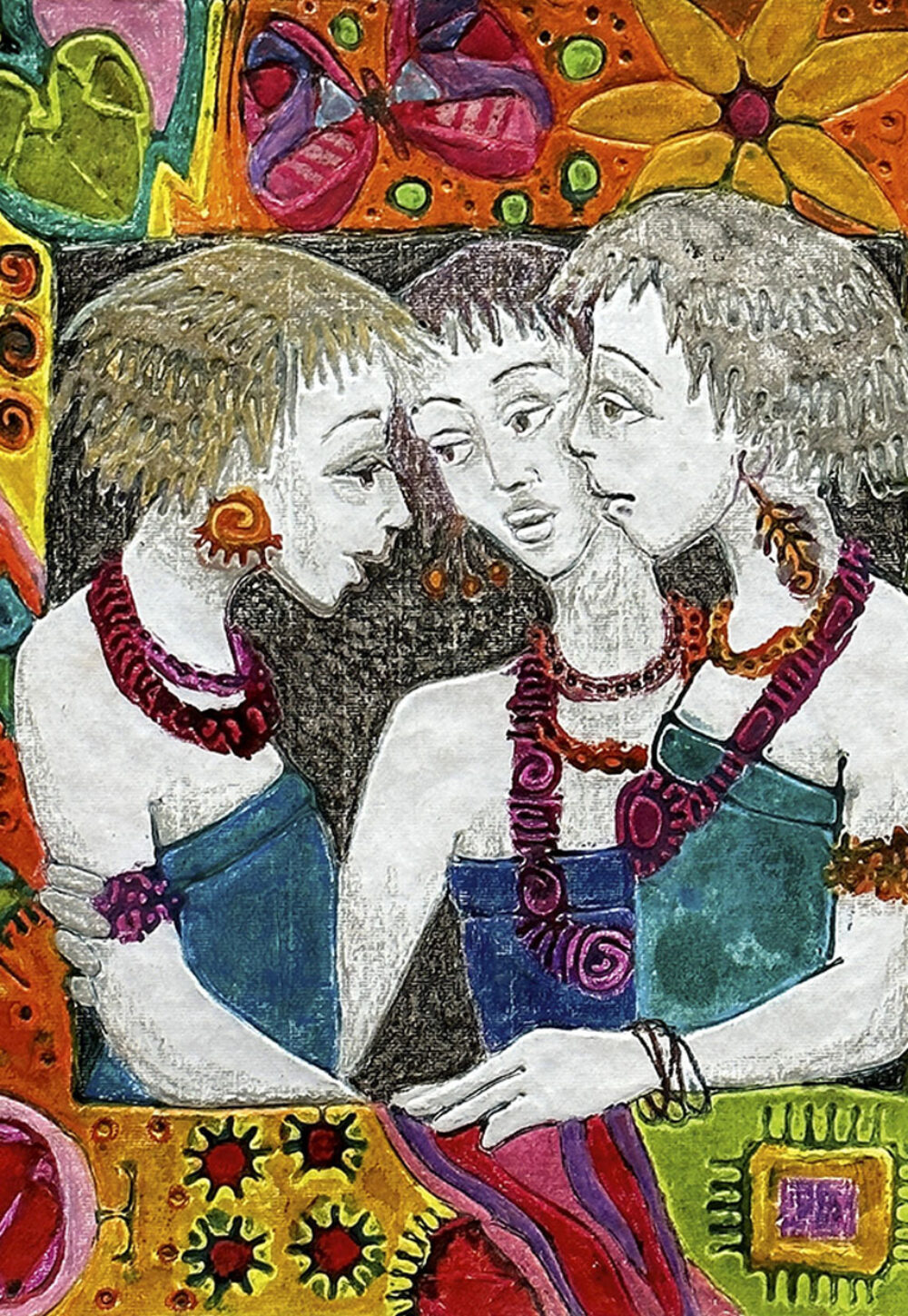 Juliet Ezenwa Pearce, Young Brides, Additive Plastografie, coloriert, 66 x 71 cm, Courtesy: Die Künstlerin